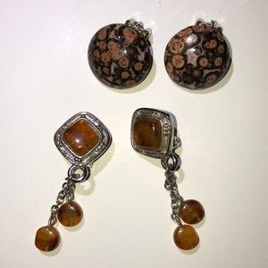 Two pairs clip on earrings.